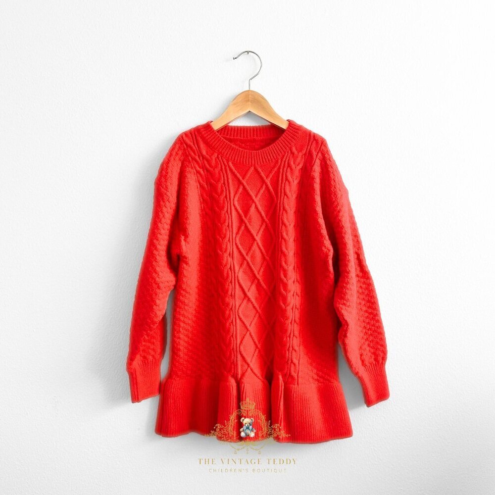 NWT Pretty Girls Knit Sweater Dress Long Sleeve Knitted Christmas Red 5T-6T - Picture 2 of 5